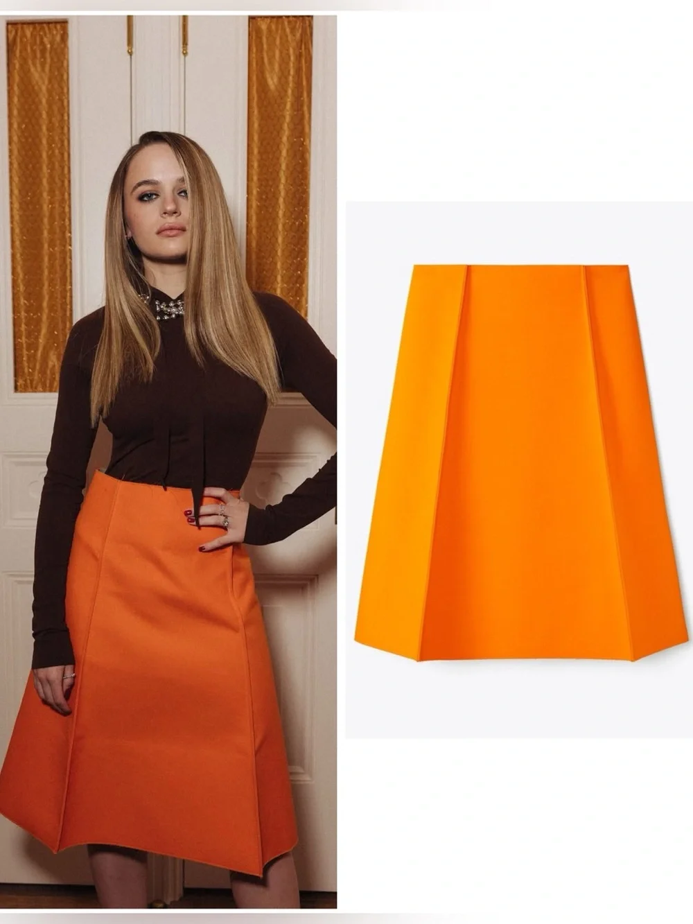 NWT Tory Burch Wool Skirt in Bright Mandarin $998